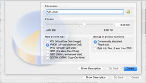 Memilih jenis penyimpanan file dan ukuran storage (hardisk)